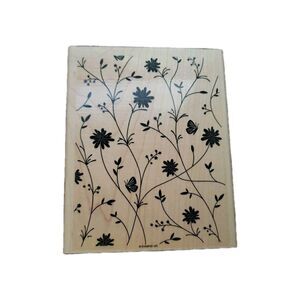 Stampin Up Pretty Petals Large Rubber Stamp Flowers Butterfly Wildflowers Craft